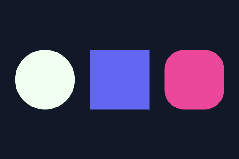 Three shapes: circle, box, rounded box